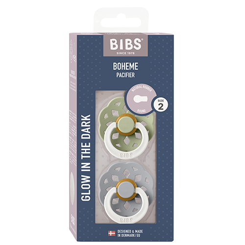 Bibs Pacifier Boheme Latex Size 2 Sage Glow/Cloud Glow (2 stk)