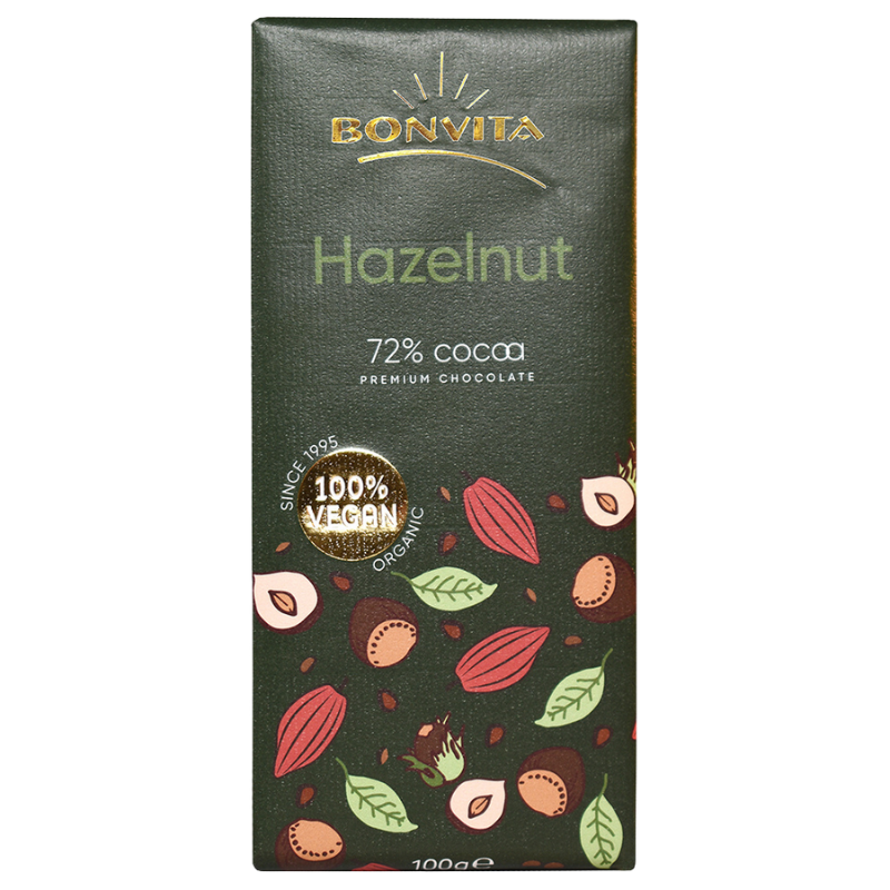 Chokolade mørk hasselnød 71% Ø 100 gr.