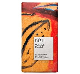 Vivani chokolade m. hele mandler Ø 100 gr.