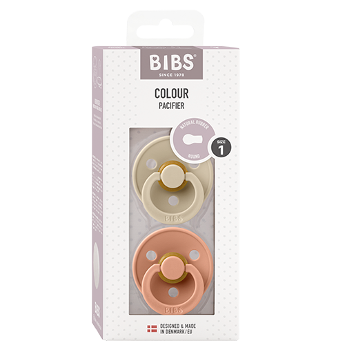 Bibs Pacifier Colour Latex Size 1 Vanilla/Peach (2 stk)