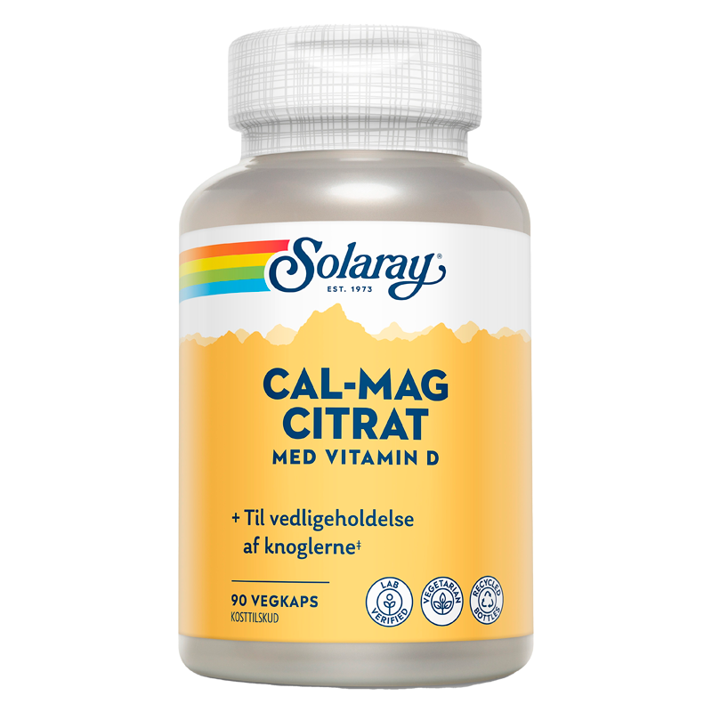 Solaray Cal-Mag Citrat med D-vitamin (90 kapsler)