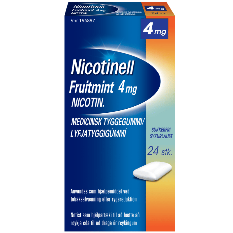 Nicotinell Tyggegummi Fruitmint 4 mg (24 stk) fra Nicotinell