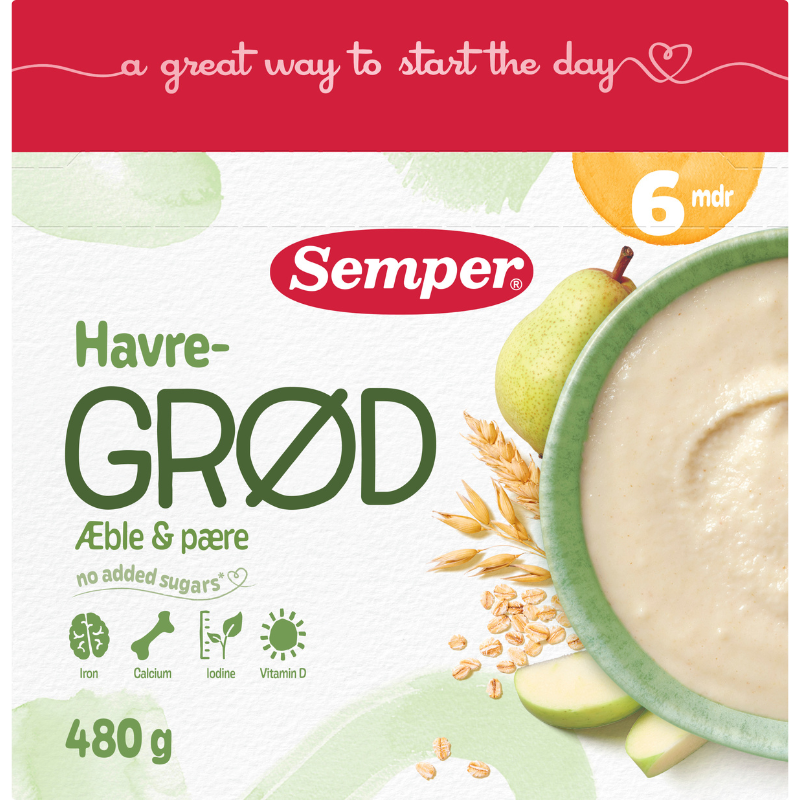 Semper Havregrød Æble & Pære 6M (480 g)