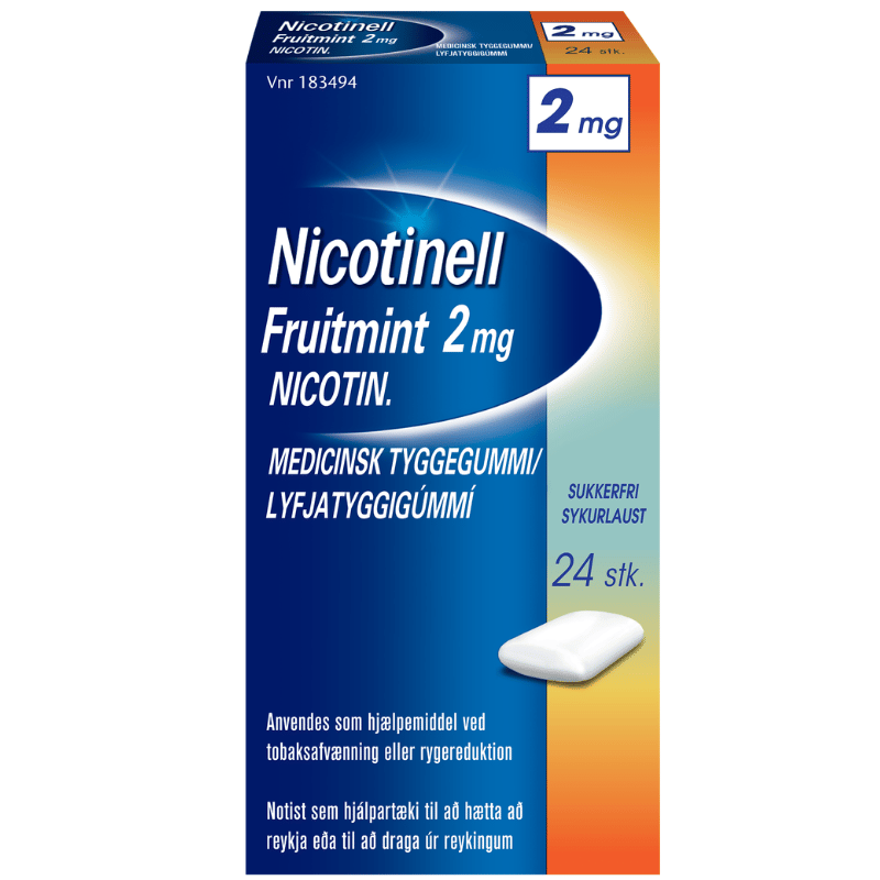 Nicotinell Tyggegummi Fruitmint 2 mg (24 stk) fra Nicotinell