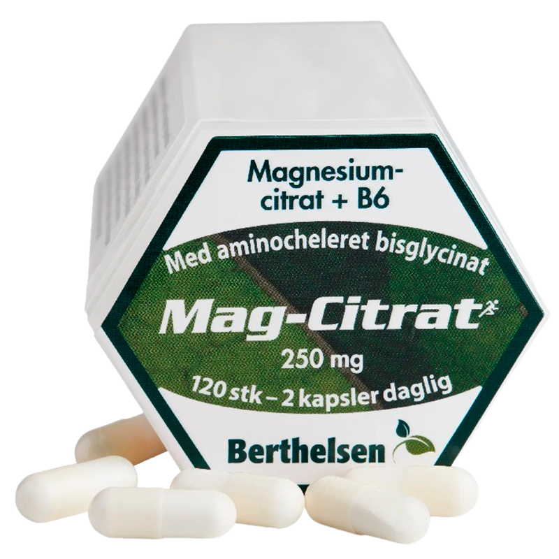 Berthelsen Mag-Citrat 250 mg 120 kapsler