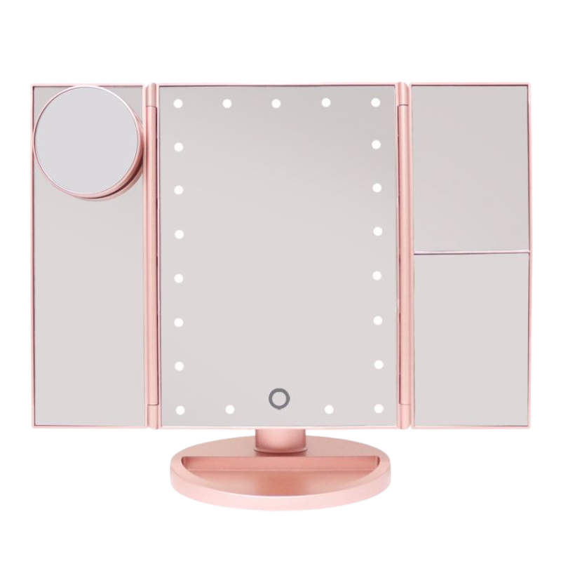UNIQ Three Panel LED Lighted Makeup Mirror Rosegold UNIQ Three Panel LED Lighted Makeup Mirror Rosegold