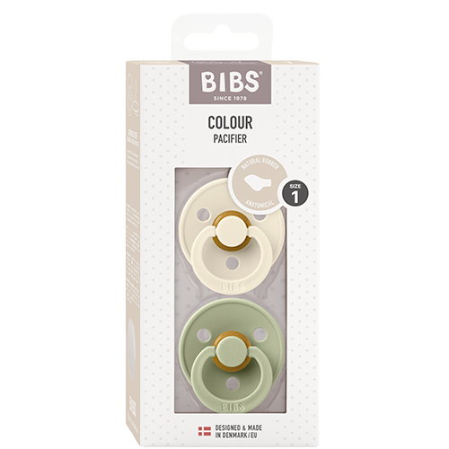 Bibs Pacifier Colour Latex Size 1 Anatomical Ivory/Sage (2 stk)