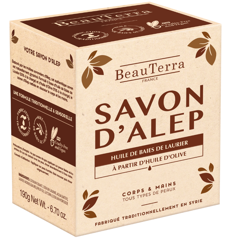 Beau Terra Traditionel Aleppo Sæbebar Uden Parfume (190 g)