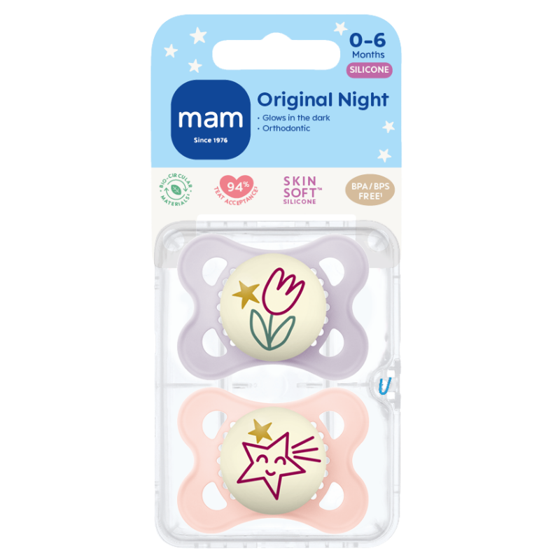 MAM Original Sut Night 0-6M Pink (2 stk)