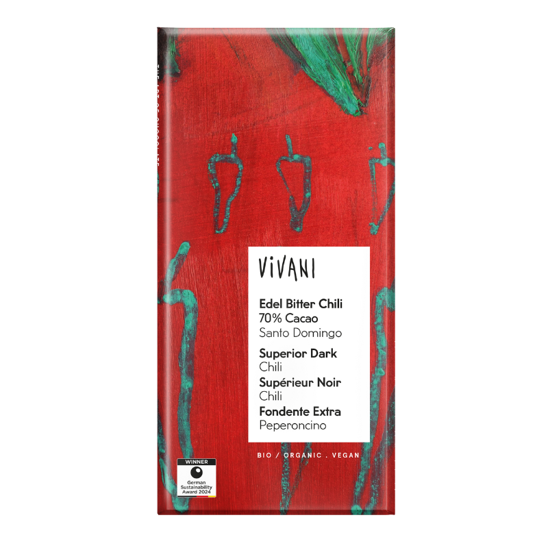 Vivani Mørk Chokolade med Chili Ø (80 g)