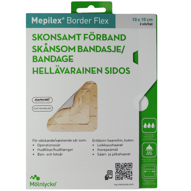 Mepilex Border Flex Fleksibel Skum M. Silikoneklæb 10 x 10 cm (2 stk)