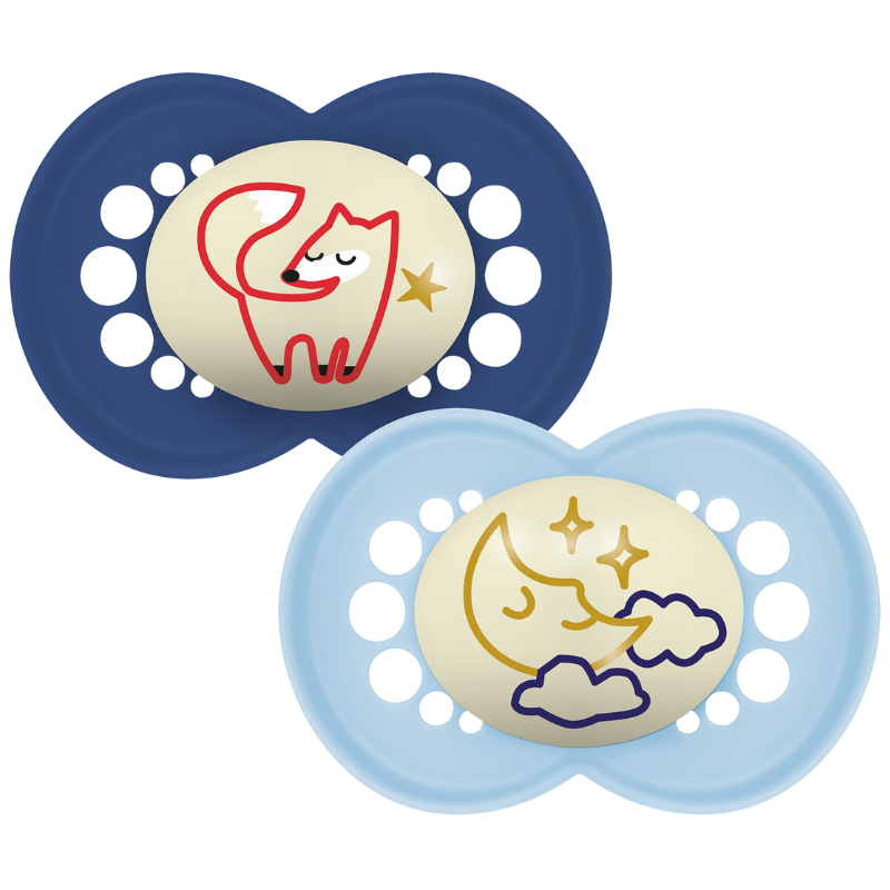 MAM Original Sut Night 6-16M Silicone Blue (2 stk)
