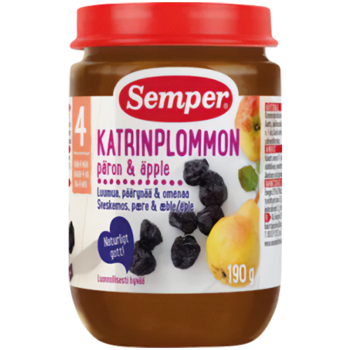 Semper Sveskepuré Pære/Æble 4M (190 g)