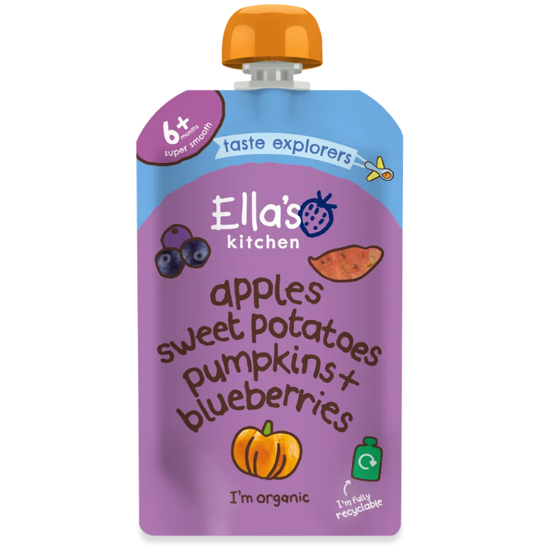 Ellas Kitchen Babymos Kartoffel/Græskar æble/Blåbær Ø 6 Mdr (120 gr)