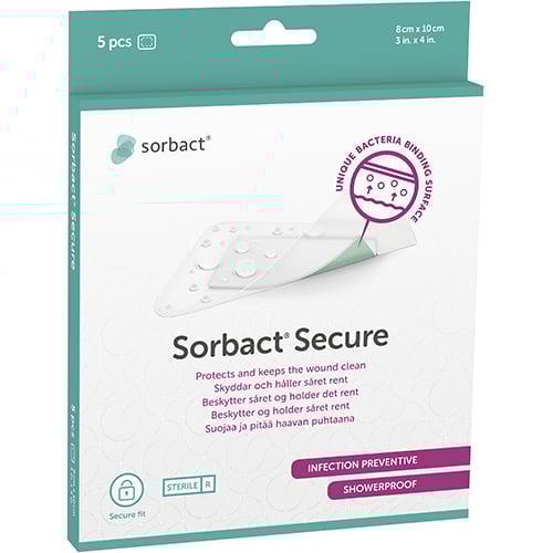 Sorbact Plaster bakteriebindende 8x10 cm (5 stk)