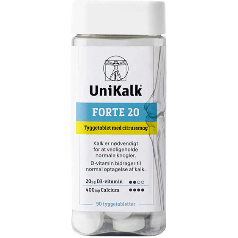 Unikalk 20 tygge (90 stk) Unikalk 20 tygge (90 stk)