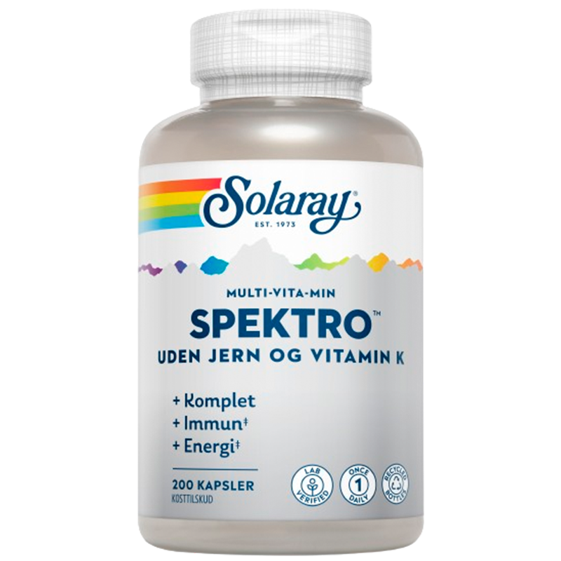 Solaray Spektro Multi-Vita-Min Uden Jern & Vitamin K (200 kaps)