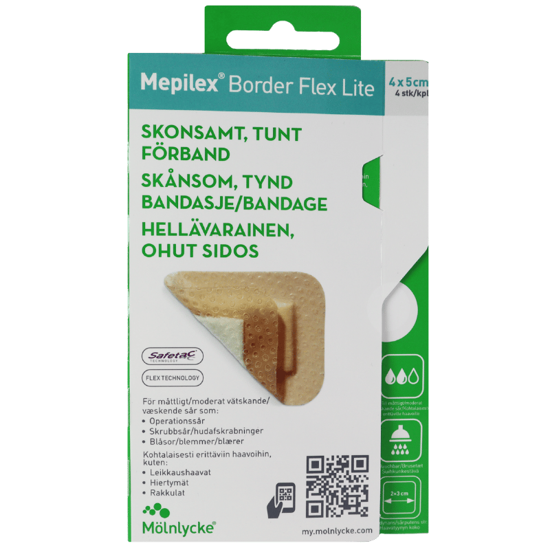 Mepilex Border Flex Lite Tynd Fleksibel Skum M. Silikoneklæb 4 x 5 cm (4 stk)