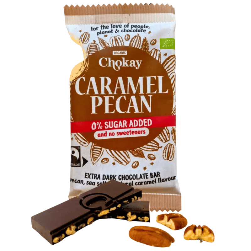 Chokay Extra Dark Caramel Pecan 65% Chokolade Bar Ø (70 g) fra Chokay