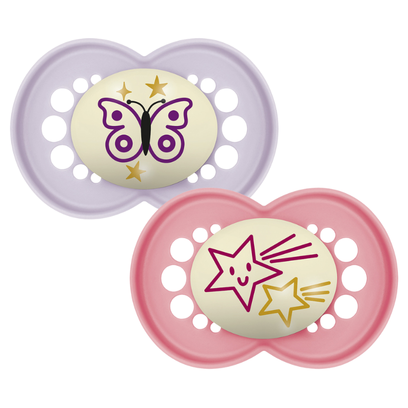 MAM Original Sut Night 6-16M Silicone Pink (2 stk)