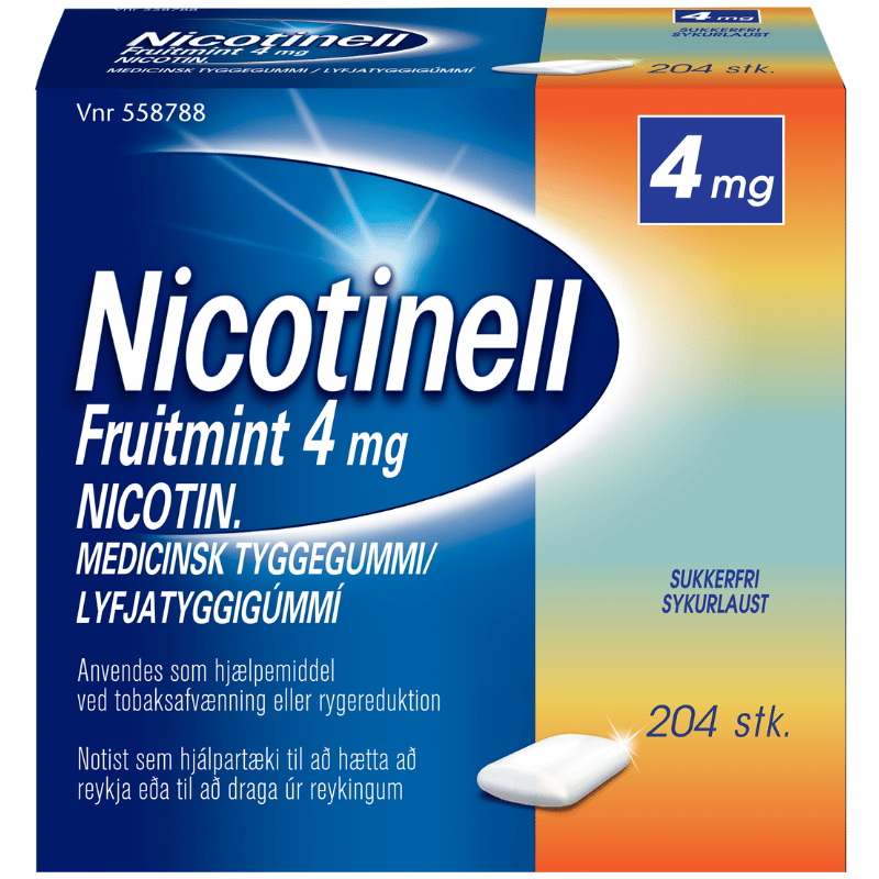 Nicotinell Tyggegummi Fruitmint 4 mg (204 stk) fra Nicotinell