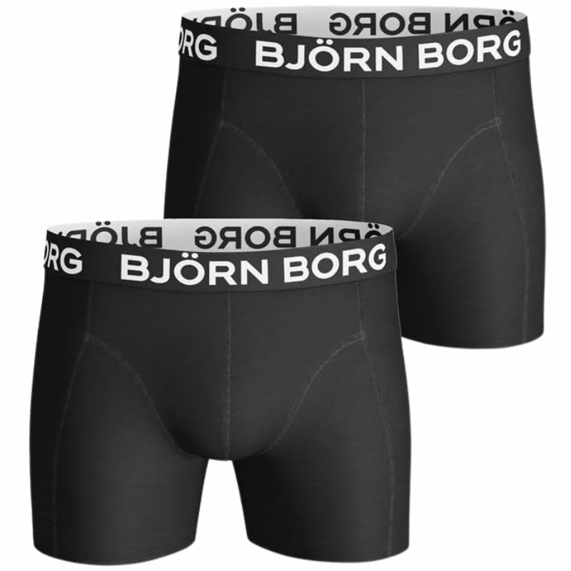 Björn Borg 2-Pack Cotton Boxershorts Sort Str. Small