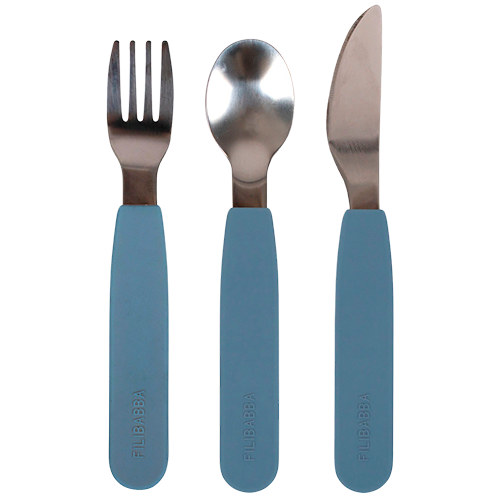 Filibabba Silikone Bestiksæt Powder Blue (1 sæt)