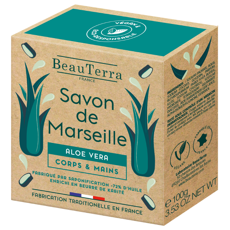 Beau Terra Marseille Sæbebar Aloe Vera (100 g)