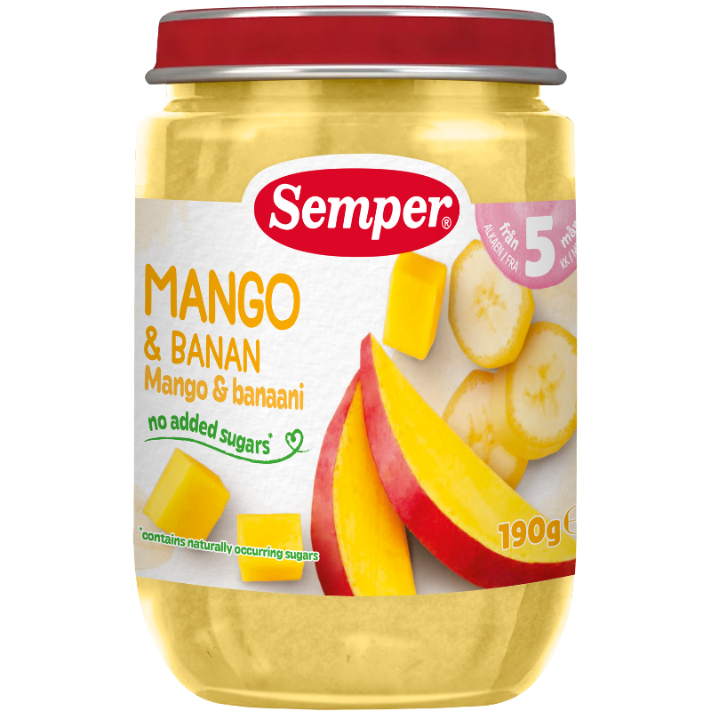 Semper Frugtpuré Mango & Banan 5M (190 g)
