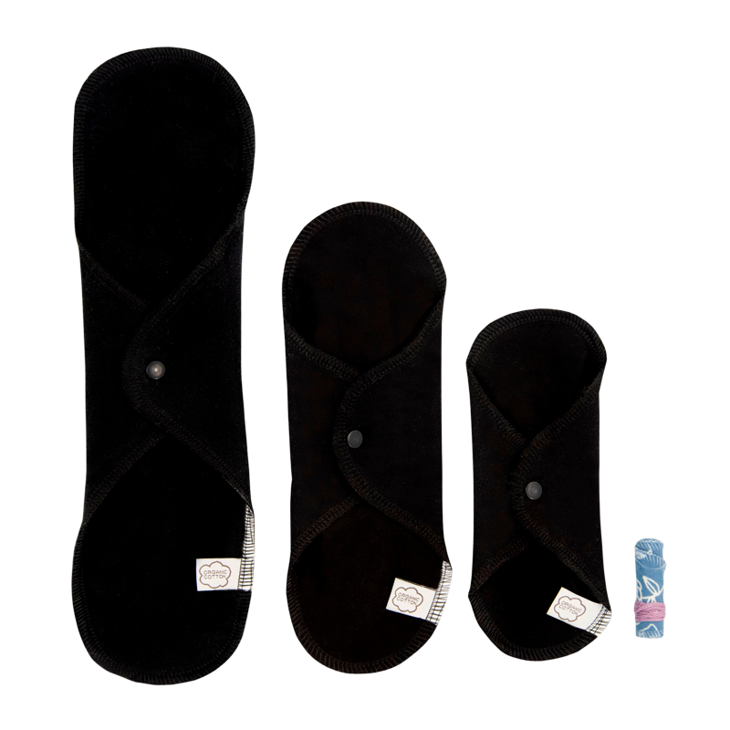 ImseVimse Trial Kit - Sanitary Pads Black + Tampon Garden 1 sæt.