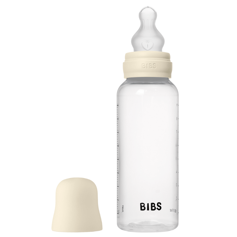 Bibs Glass Baby Bottle Round Latex Medium Flow Ivory (240 ml)