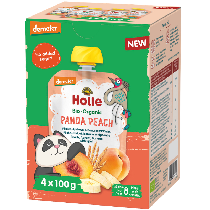 Holle Panda Peach Frugtmos Multipack Ø (4 x 100 g)