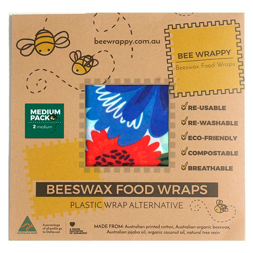 Bee Happy Beeswax Food Wraps (2 x Medium)