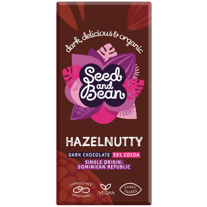 Seed & Bean Mørk Chokolade 58% Hasselnød Ø (75 g)