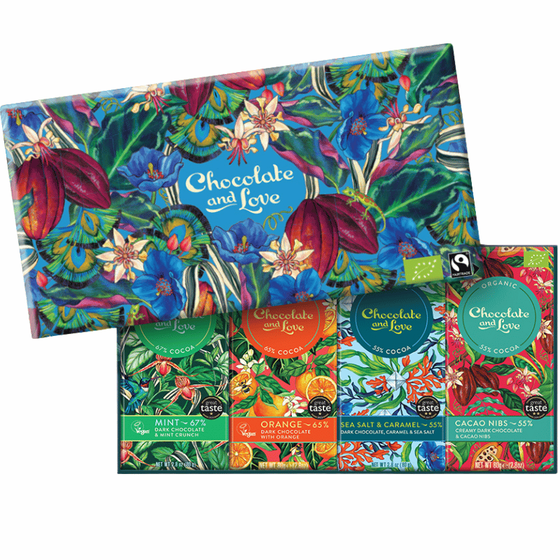 Chocolate and Love Blue Oasis Chokolade Gaveæske Ø (4 x 80 g)