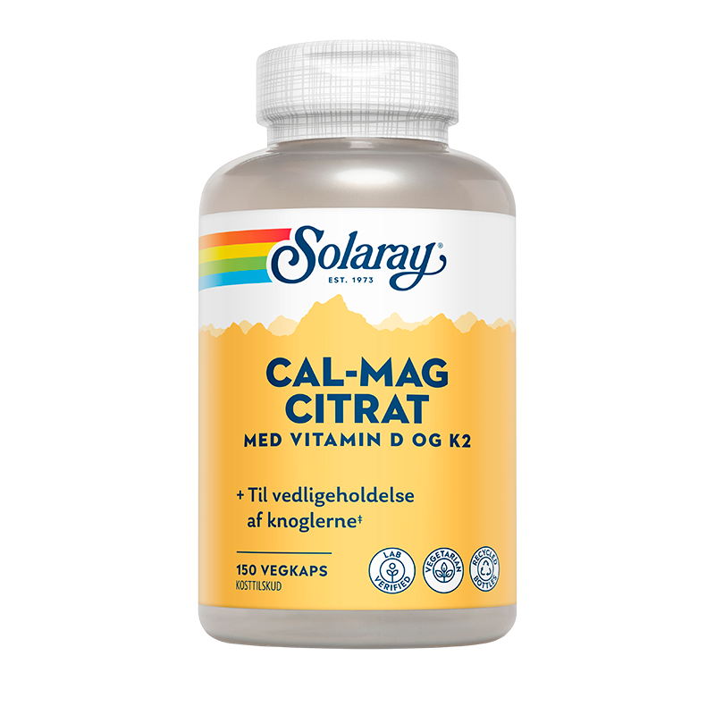 Solaray Cal-Mag Citrat Med Vitamin D og K2 (150 kap)