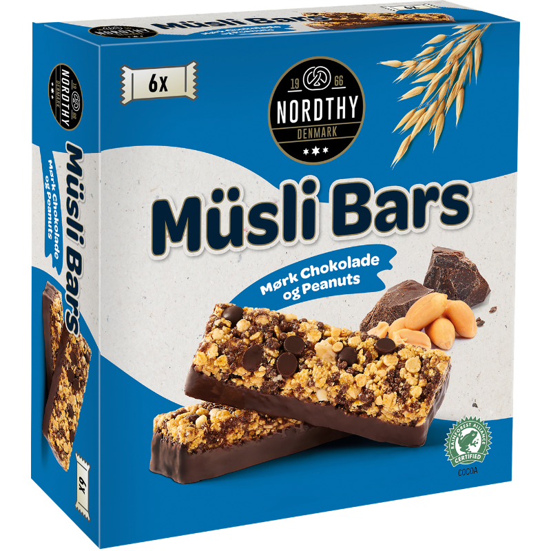 Nordthy Müsli Bars Peanuts & Mørk Chokolade (6 stk)