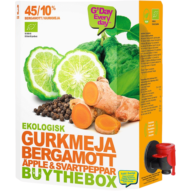 BuyTheBox Gurkemeje, Bergamot, Æble & Sort Peber Juice Ø (3000 ml)